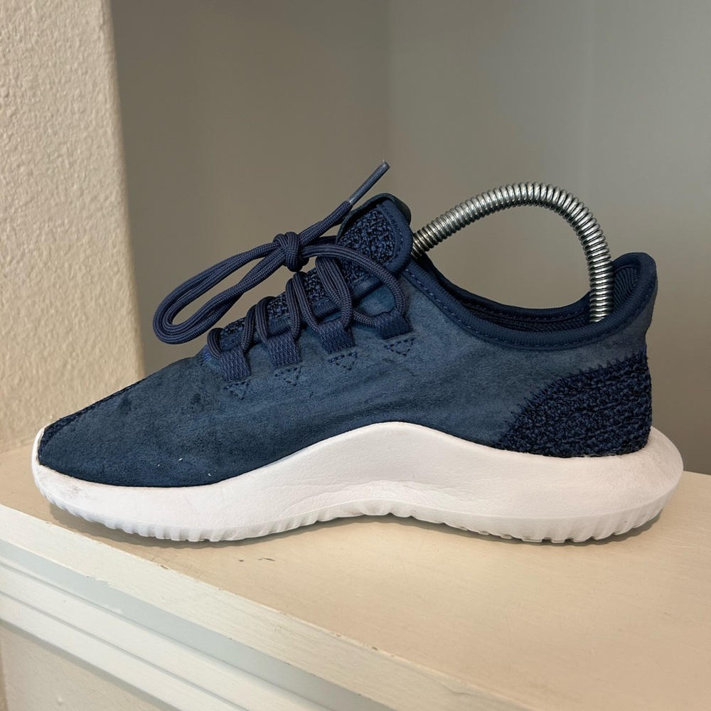 Adidas Tubular Shadow Sneakers Womens Size 6 Blue Suede Knit Fabric - Picture 3 of 9